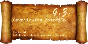 Gavrilovits Zoltán névjegykártya
